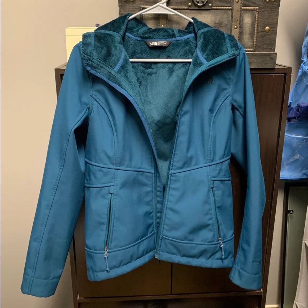 The North Face teal winter coat